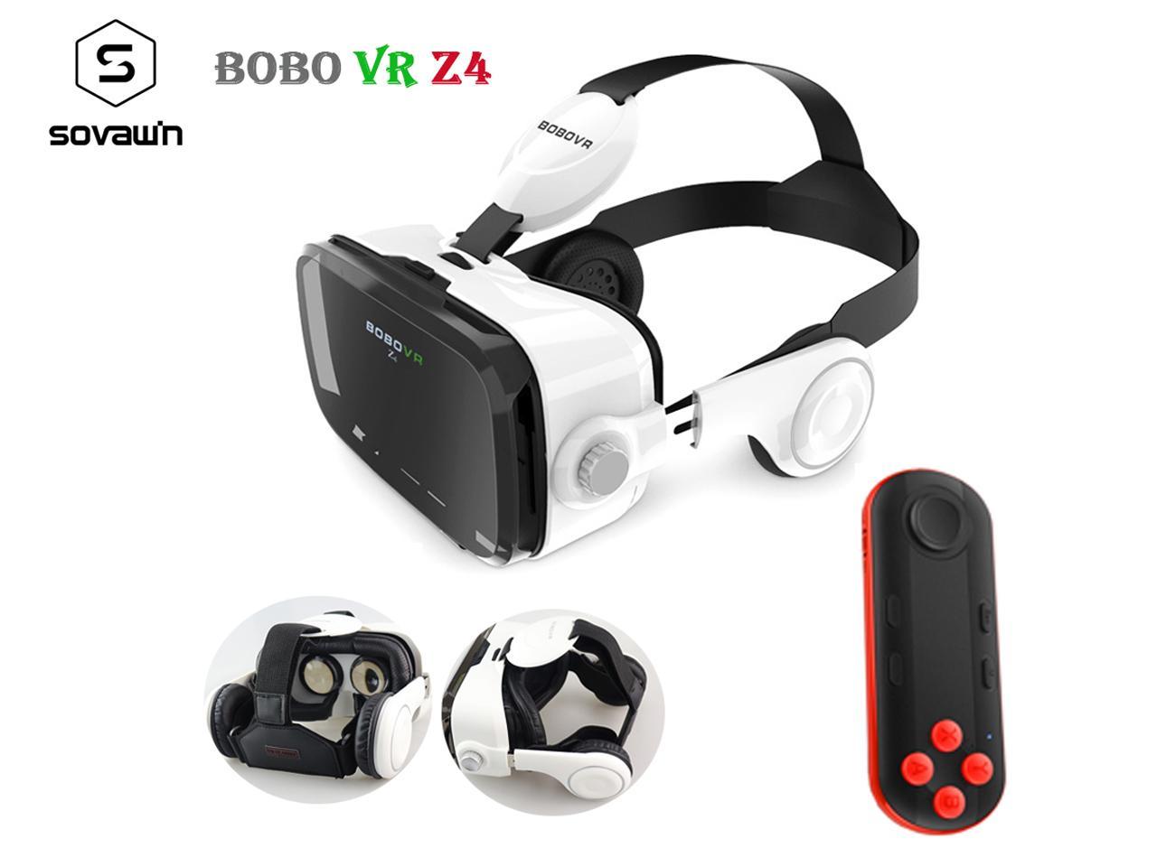 Original BOBOVR Z4 Leather VR Goggles 3D Cardboard Helmet Virtual Reality VR Glasses Headset Stereo BOBO VR With 051 Black Remote For 4-6\' Mobile Phone